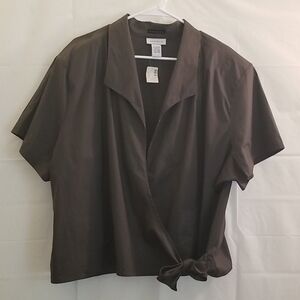 Avenue wrap short sleeve Deep Surplice V Neck top‎